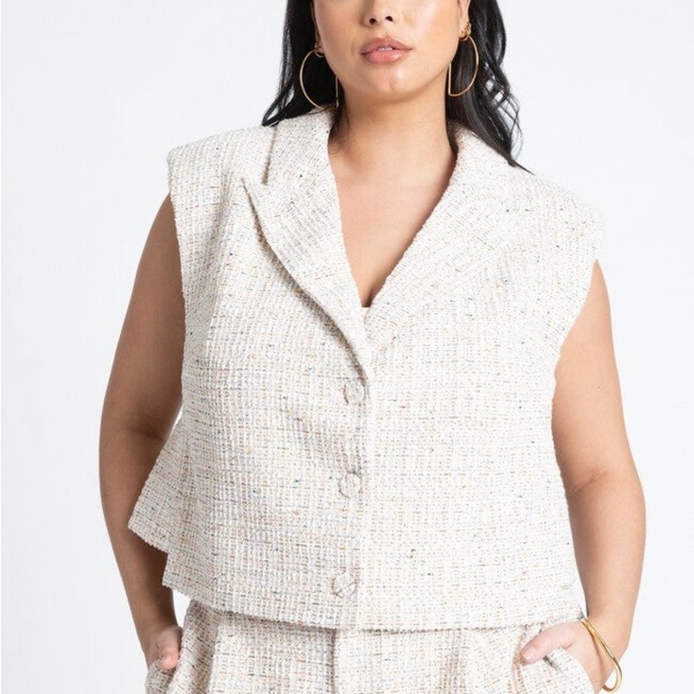 Eloquii Cream Tweed Vest